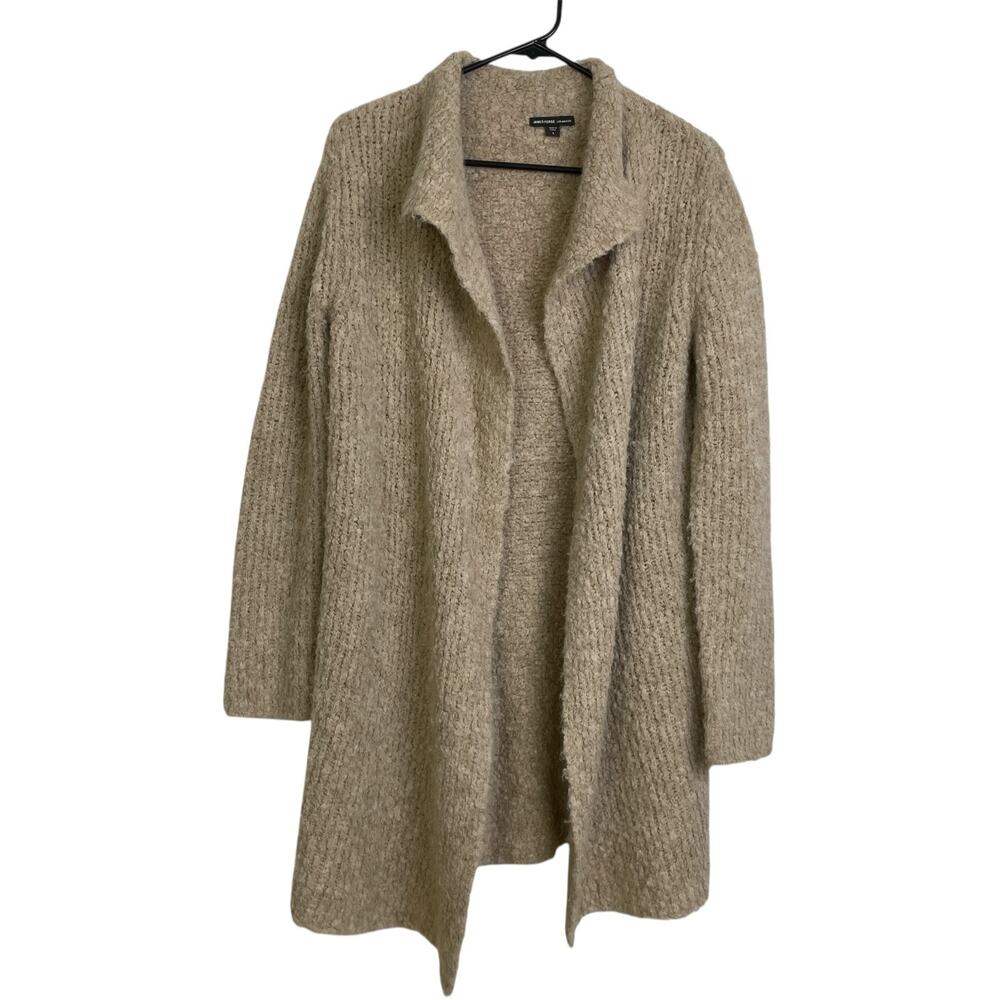 James Perse Boucle Cardigan Sweater Womens Size 1 Brown Knit Open Texture Alpaca